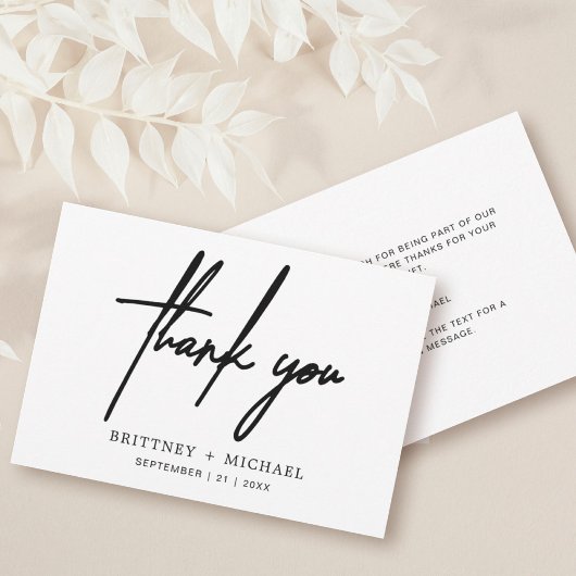 Eenvoudig Minimale Moderne Manuscript Wedding Bedankkaart