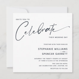 Eenvoudig Minimale Moderne Manuscript Wedding Kaart