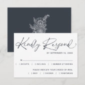 Eenvoudig Minimale Moderne Manuscript Wedding RSVP Kaartje (Voorkant / Achterkant)