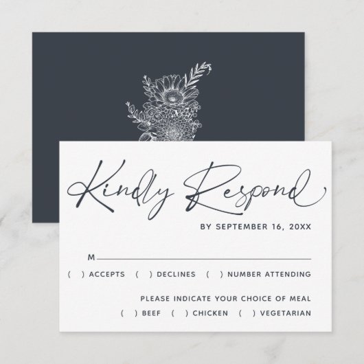 Eenvoudig Minimale Moderne Manuscript Wedding RSVP Kaartje (Voorkant / Achterkant)