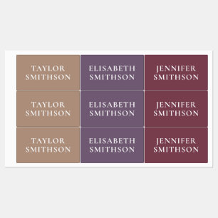 Eenvoudig Minimale Paarse en Tan Add Jouw naam Sch Labels