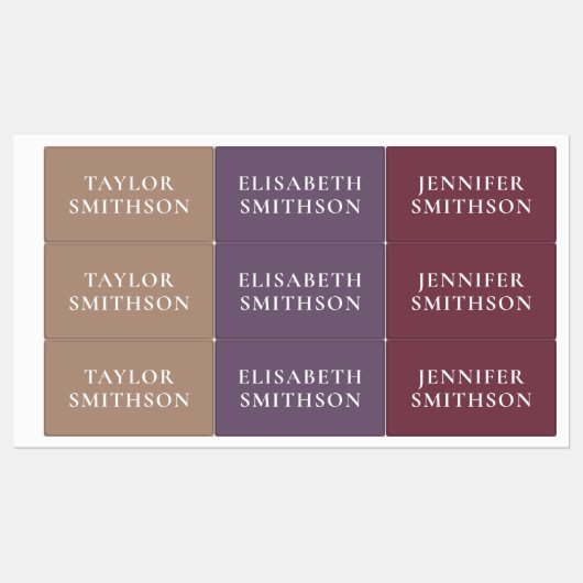 Eenvoudig Minimale Paarse en Tan Add Jouw naam Sch Labels (Vel)
