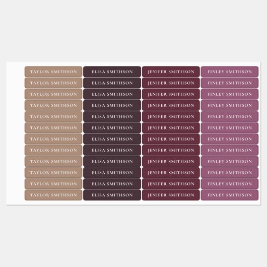 Eenvoudig Minimale Paarse en Tan Add Jouw naam Sch Labels (Vel)