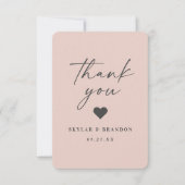 Eenvoudig minimale vaste kleuren lichte roze bruil bedankkaart (Voorkant)