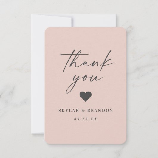 Eenvoudig minimale vaste kleuren lichte roze bruil bedankkaart (Voorkant)