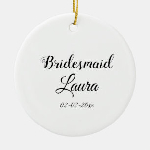 Eenvoudig minimale voeg naam bruidsmeisje cadeau j keramisch ornament