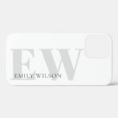 Eenvoudig minimale witte grijze monogram Case-Mate iPhone case (Achterkant (horizontaal))