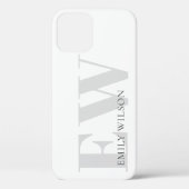 Eenvoudig minimale witte grijze monogram Case-Mate iPhone case (Achterkant)