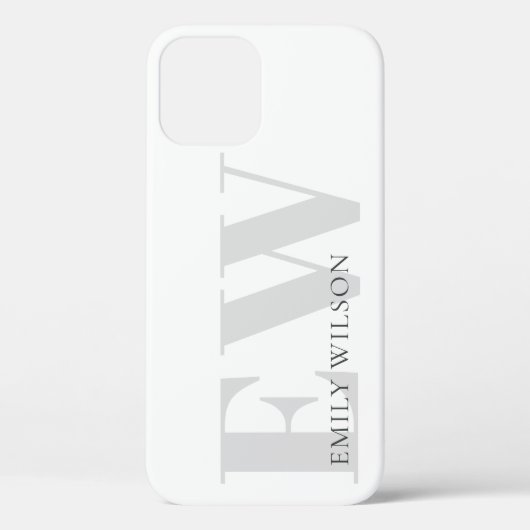 Eenvoudig minimale witte grijze monogram Case-Mate iPhone case (Achterkant)
