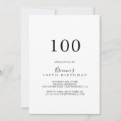 Eenvoudig minimalistisch 100e verjaardagsfeestje kaart (Voorkant)