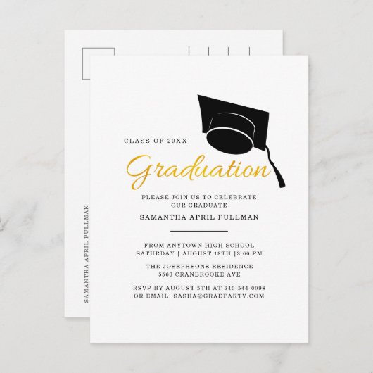 Eenvoudig minimalistisch 2025 afstudeerfeest uitnodiging briefkaart (Voorkant / Achterkant)