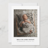 Eenvoudig minimalistisch 2 foto-Baby geboorte Aankondiging (Achterkant)