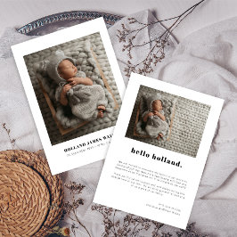 Eenvoudig minimalistisch 2 foto-Baby geboorte Aankondiging