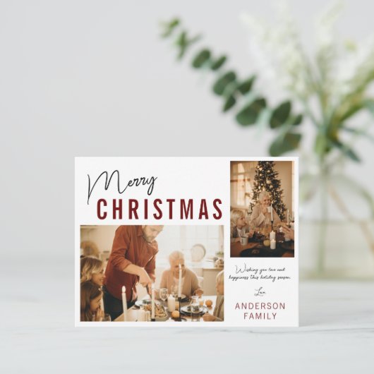 Eenvoudig minimalistisch 2-fotografie voor kerstmi feestdagenkaart (Staand voorkant)