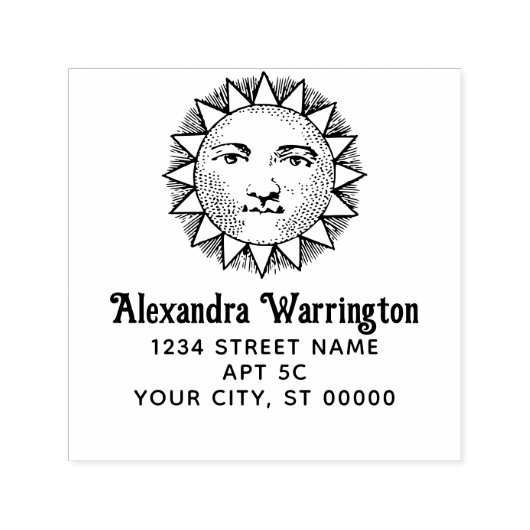 Eenvoudig Minimalistisch #35 Zon Gezicht Naam Reto Zelfinktende Stempel (Design)