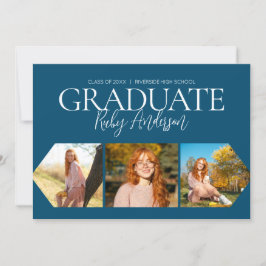 Eenvoudig minimalistisch 3 fotocollage blauw Afstu Aankondiging