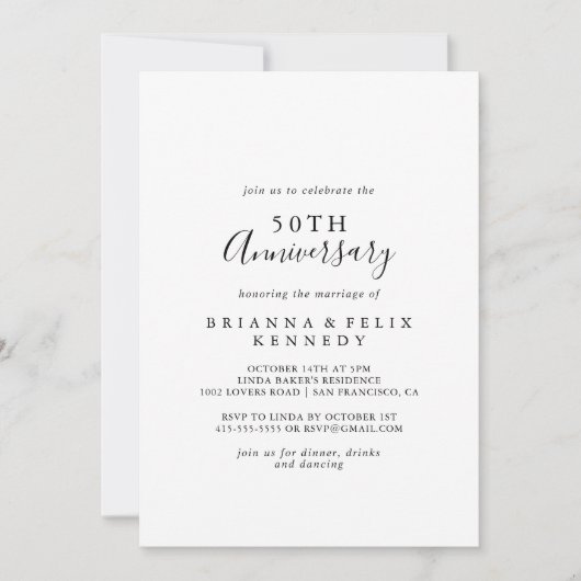 Eenvoudig minimalistisch 50th Wedding-Jubileum Kaart (Voorkant)