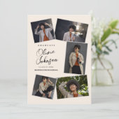 Eenvoudig minimalistisch 6 fotocollage beige Afstu Aankondiging (Staand voorkant)