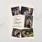 Eenvoudig minimalistisch 6 fotocollage beige Afstu Aankondiging (Voorkant / Achterkant)