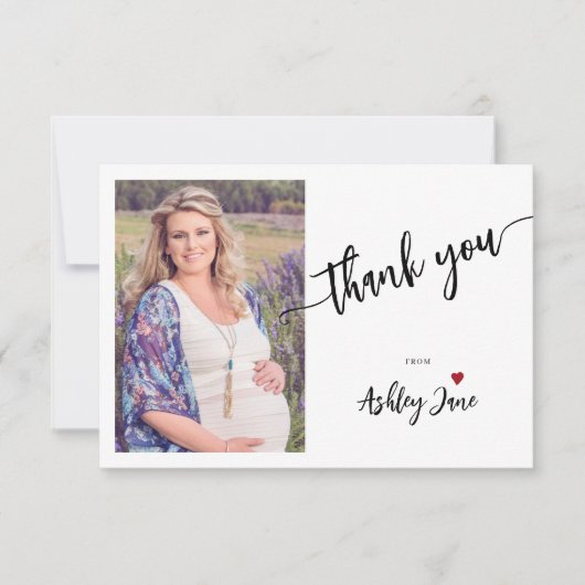 Eenvoudig minimalistisch aangepast baby shower fot bedankkaart (Voorkant)