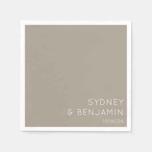 Eenvoudig minimalistisch aangepast huwelijk wit servet (Voorkant)