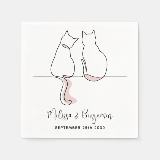 Eenvoudig minimalistisch aangepast kattenhuwelijk servet (Voorkant)
