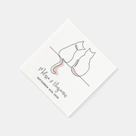 Eenvoudig minimalistisch aangepast kattenhuwelijk servet (Hoek)