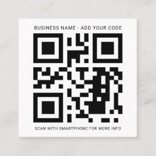 Eenvoudig Minimalistisch Aangepast Logo en QR-code Vierkante Visitekaartje