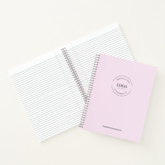 Eenvoudig Minimalistisch Aangepast Logo Merk Roze Notitieboek (Binnen)