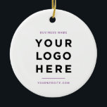 Eenvoudig minimalistisch | Aangepaste zakelijke Lo Keramisch Ornament<br><div class="desc">eenvoudige minimalist | Custom Business Logo paarse Kerst Keramisch Ornament</div>