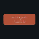 Eenvoudig minimalistisch adres van terracotta Wedd Etiket<br><div class="desc">Eenvoudig minimalistisch label voor trouwerij met terracotta</div>