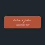 Eenvoudig minimalistisch adres van terracotta Wedd Etiket<br><div class="desc">Eenvoudig minimalistisch label voor trouwerij met terracotta</div>
