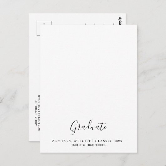 Eenvoudig minimalistisch Afstuderen Afstuderen Har Briefkaart (Voorkant / Achterkant)