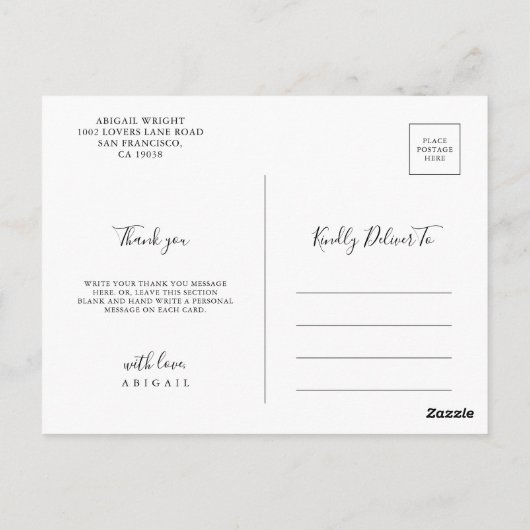 Eenvoudig minimalistisch Afstuderen Hartelijk dank Briefkaart (Achterkant)