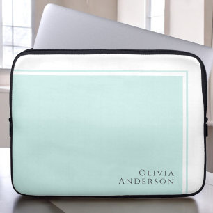 Eenvoudig minimalistisch asqua-kleurenblok laptop sleeve