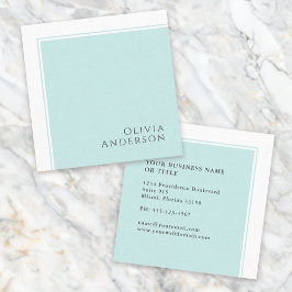 Eenvoudig minimalistisch asqua-kleurenblok vierkante visitekaartje