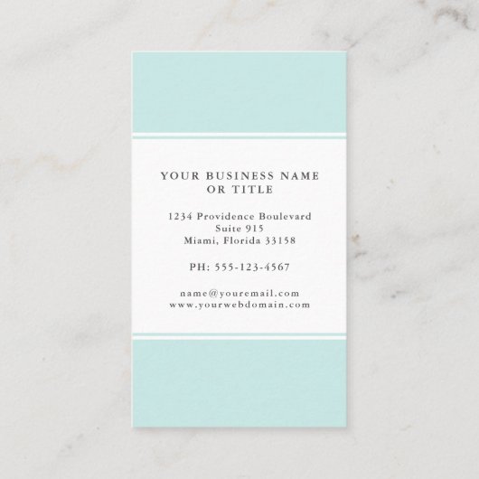 Eenvoudig minimalistisch asqua-kleurenblok visitekaartje (Achterkant)