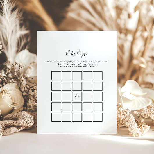 Eenvoudig minimalistisch Baby Bingo Shower Game