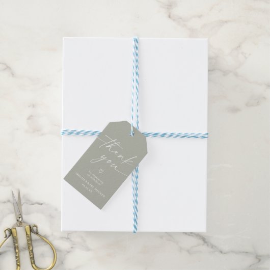 Eenvoudig minimalistisch Baby shower - Hartelijk d Cadeaulabel (Met Touw)