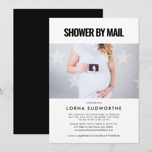 Eenvoudig minimalistisch Baby shower per mail foto Kaart (Voorkant / Achterkant)