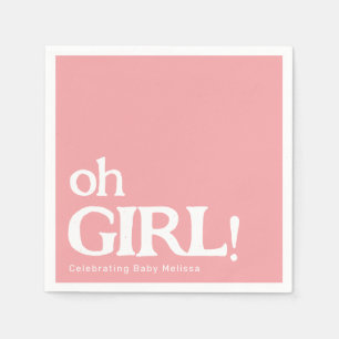 Eenvoudig minimalistisch Baby shower roze Oh meisj Servet