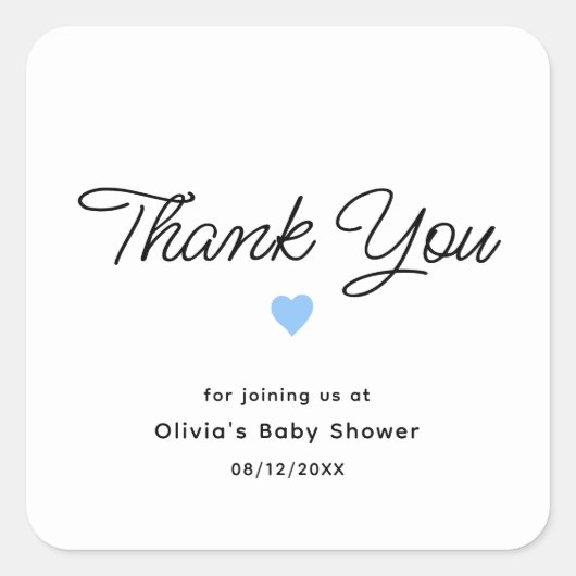 Eenvoudig minimalistisch Baby shower Vierkante Sticker (Voorkant)