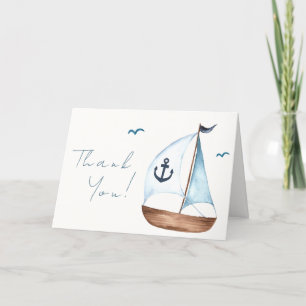 Eenvoudig minimalistisch Baby shower voor zeilboot Bedankkaart