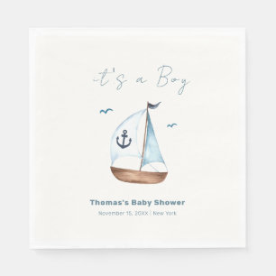 Eenvoudig minimalistisch Baby shower voor zeilboot Servet