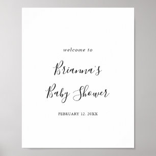 Eenvoudig minimalistisch Baby shower Welkom Poster