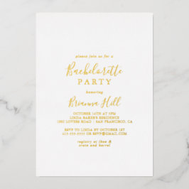 Eenvoudig minimalistisch Bachelorette Party Gold Folie Uitnodiging
