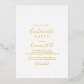 Eenvoudig minimalistisch Bachelorette Party Gold Folie Uitnodiging (Voorkant)