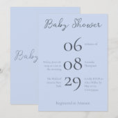 Eenvoudig minimalistisch Beau Blue-Baby shower Kaart (Voorkant / Achterkant)