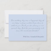 Eenvoudig minimalistisch Beau Blue Wedding Bedankkaart (Achterkant)