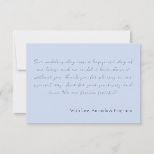 Eenvoudig minimalistisch Beau Blue Wedding Bedankkaart (Achterkant)